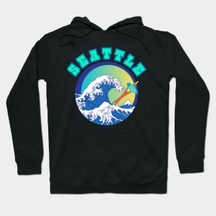 Seattle Great Wave Style Hoodie